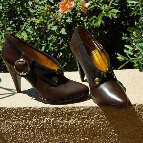 Naughty Monkey Brown Leather Shoe Boots w/Studs ,Size 7 w/box , EUC - Picture 6 of 14